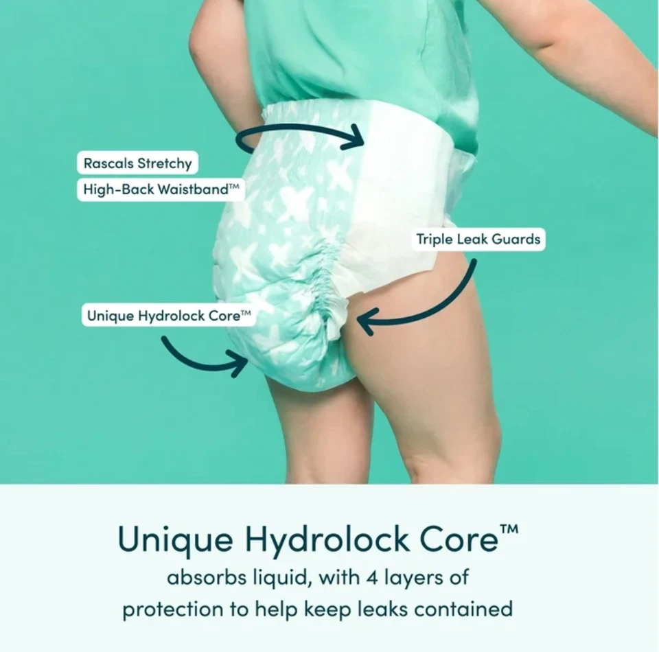 Pañales absorbentes premium para bebé Rascals talla 3, 88 unidades Foto 3 de 4