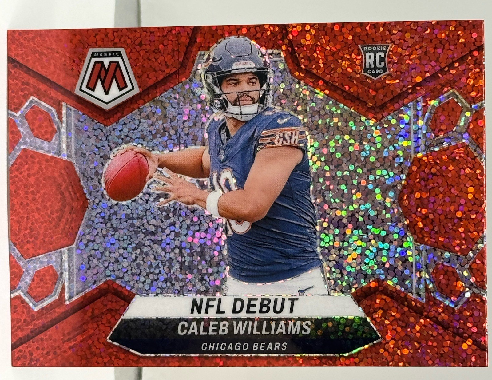 2024 Panini Mosaic - NFL Debut Red Sparkle Prizm #289 Caleb Williams (RC)