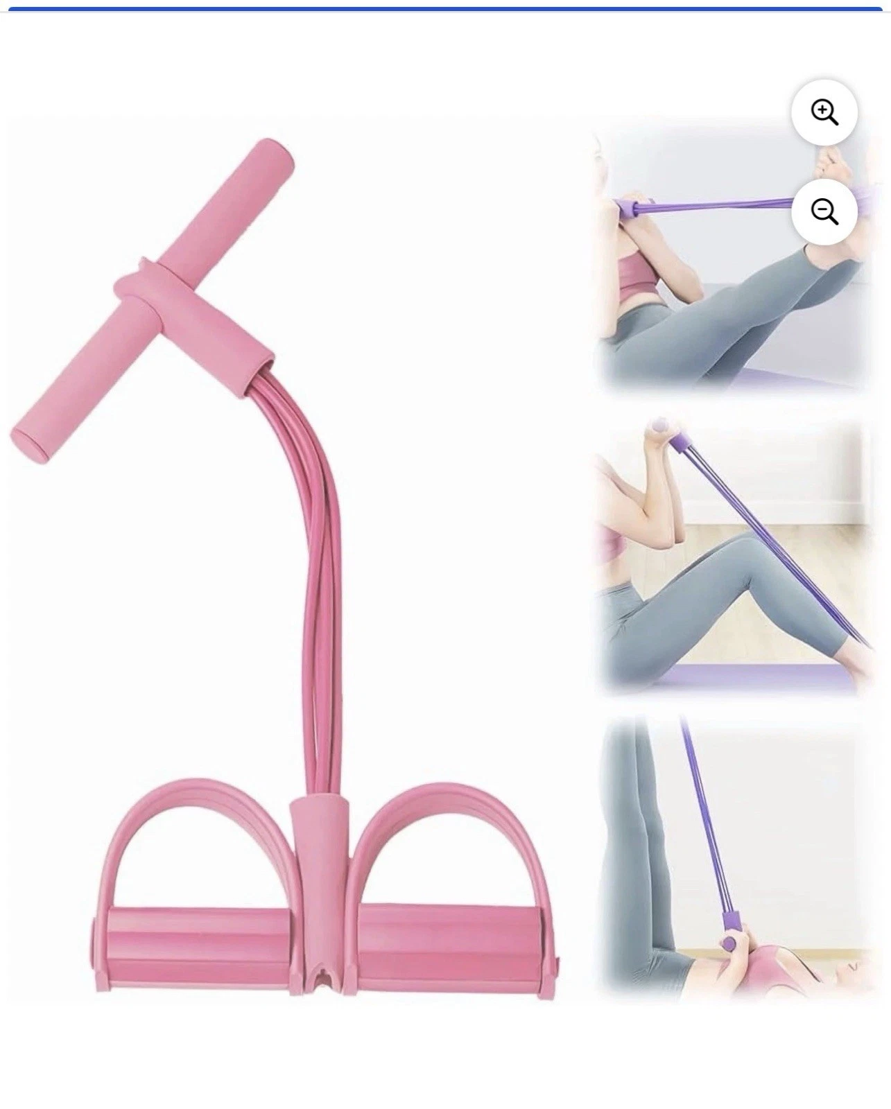 21 Fitness Resistance Bands-4 Tube Pedal Ankle Puller, New Elastic 4 tube Pink