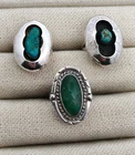 Lot of 3 Vintage Sterling Silver Native American Navajo Turquoise Rings