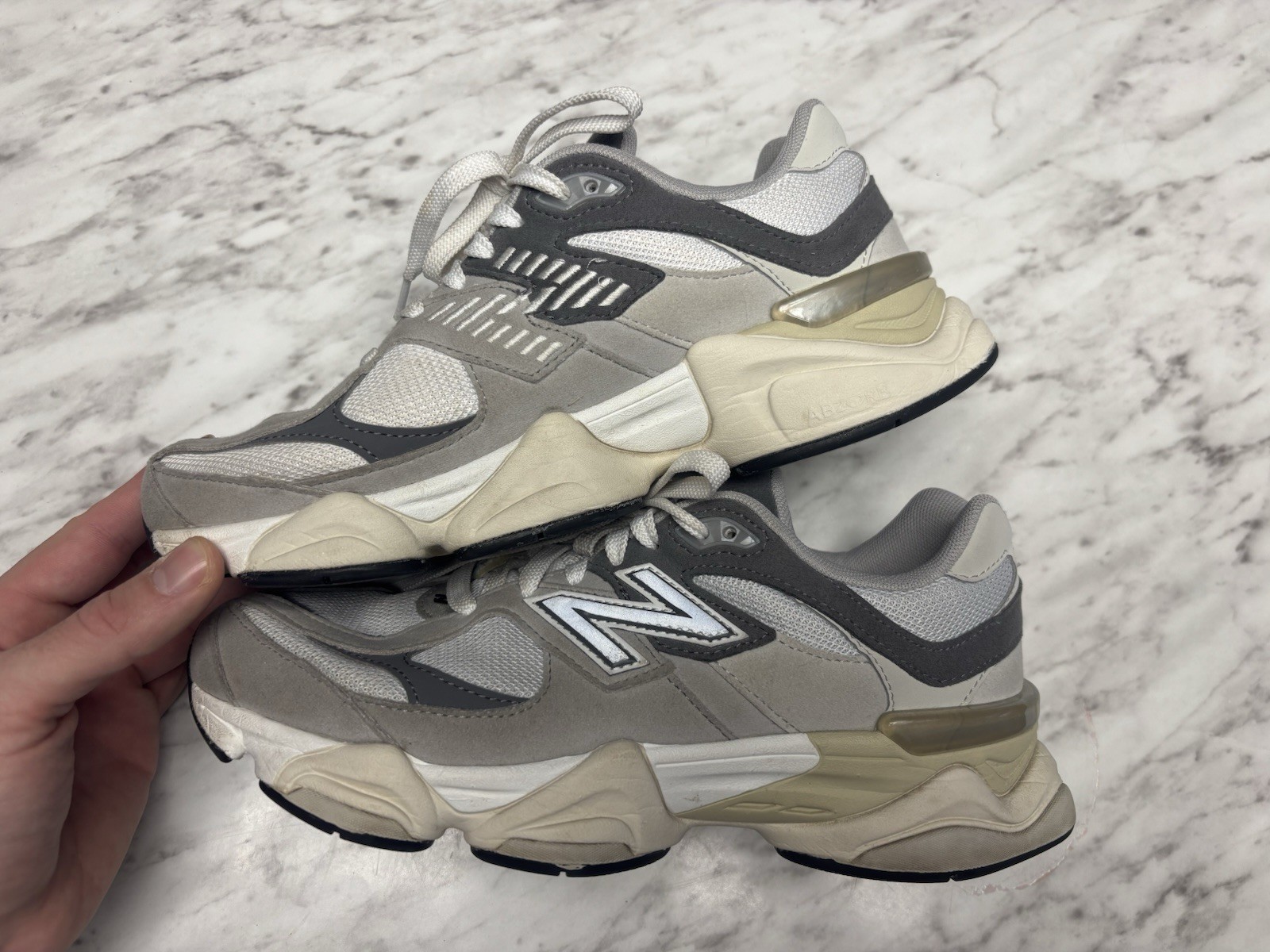 New Balance 9060 Shoes Boys 7 Gray White Lace Up Athletic Running Sneakers