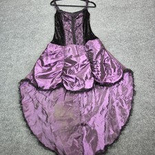 Victorian Gothic Dresses Black Purple Satin Bridal Gowns Medieval Burlesque Med 