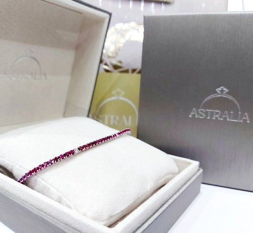 Bracciale Astralia Tennis rubini e Diamanti naturali in oro bianco 18 kt -750 - Foto 8 di 8