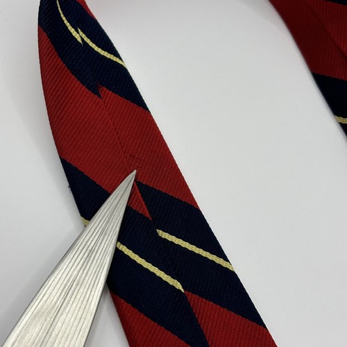 Corbata Bert Pulitzer Roja Repp Silk Savile Row Hecha en EE. UU. Rayas Clásica Preppy - Imagen 9 de 9