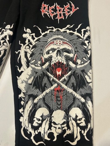 Rebel Vengeance Men's Jogger Fleece Sweatpants Skull Print Black NWT - Size XL - Picture 2 of 11