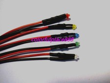 20pcs, 1.8mm Red Yellow Blue Green White Diffused 9V 12V DC Pre-Wired LED 20CM