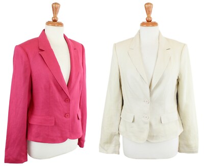 BCBG Max Azria Women's Linen Blazer Jacket, Business Wear $168 ICF42677 