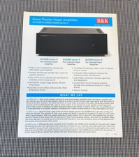 BK COMPONENTS HOME THEATER POWER AMPLIFIERS INFORMATION PAGE J0329