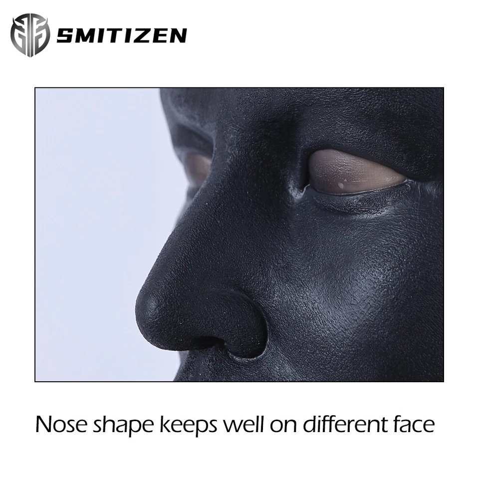 Máscara humana disfraz de silicona realista negra SMITIZEN para cosplay máscara de látex Foto 3 de 4