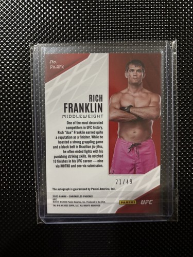 2023 Chronicles UFC Phoenix Blue Auto Rich Franklin 21/49 - Picture 2 of 2