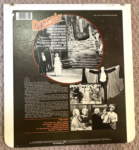 The Original Dracula Movie CED MCA Black White 19365 RCA Video Disc - NOT TESTED - Bild 2 von 4