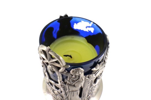 CANDLE HOLDER Votive Silver Metal with Blue Glass Insert NATIVITY Christmas - Picture 10 of 11