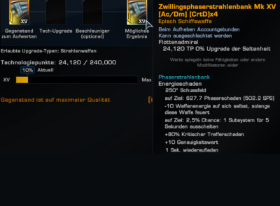 Star Trek Online 8x mk xv [crtd]x4 Zwillingsphaser-Beams episch [gold] eu us |PC