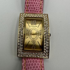 Strada Watch Women Gold Tone Pink Faux Band C...