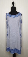 Vineyard Vines Shift Dress Blue & White Striped Embroidered Sleeveless Size 10