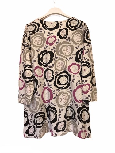 Gudrun Sjoden Tunic Dress 3 4 Sleeve Organic Cotton Flowers Floral Size 
