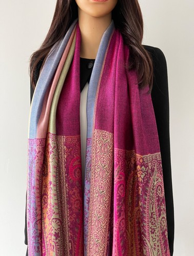 Large Multi Colour Leaf Paisley Print Pashmina Shawl Scarf Wrap Bright Rainbow - Picture 402 of 1,026
