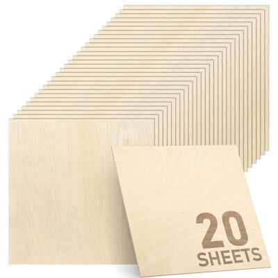 Baltic Birch Plywood 1/8''x11.8''x11.8'' Laser CNC Cutting Sheets Pack of 20