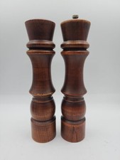 Vintage 10  Tall Wood Salt and Pepper Shaker and Mill