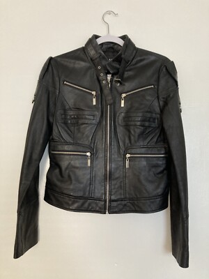 Blanc Noir Soft Genuine Leather Black Moto Jacket M