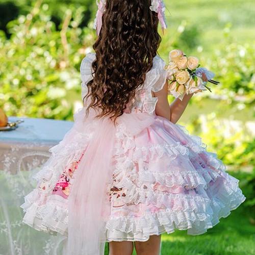 Summer Girls Lolita Princess Dress Sleeveless Birthday Party Puffy Sundress - Bild 21 von 26