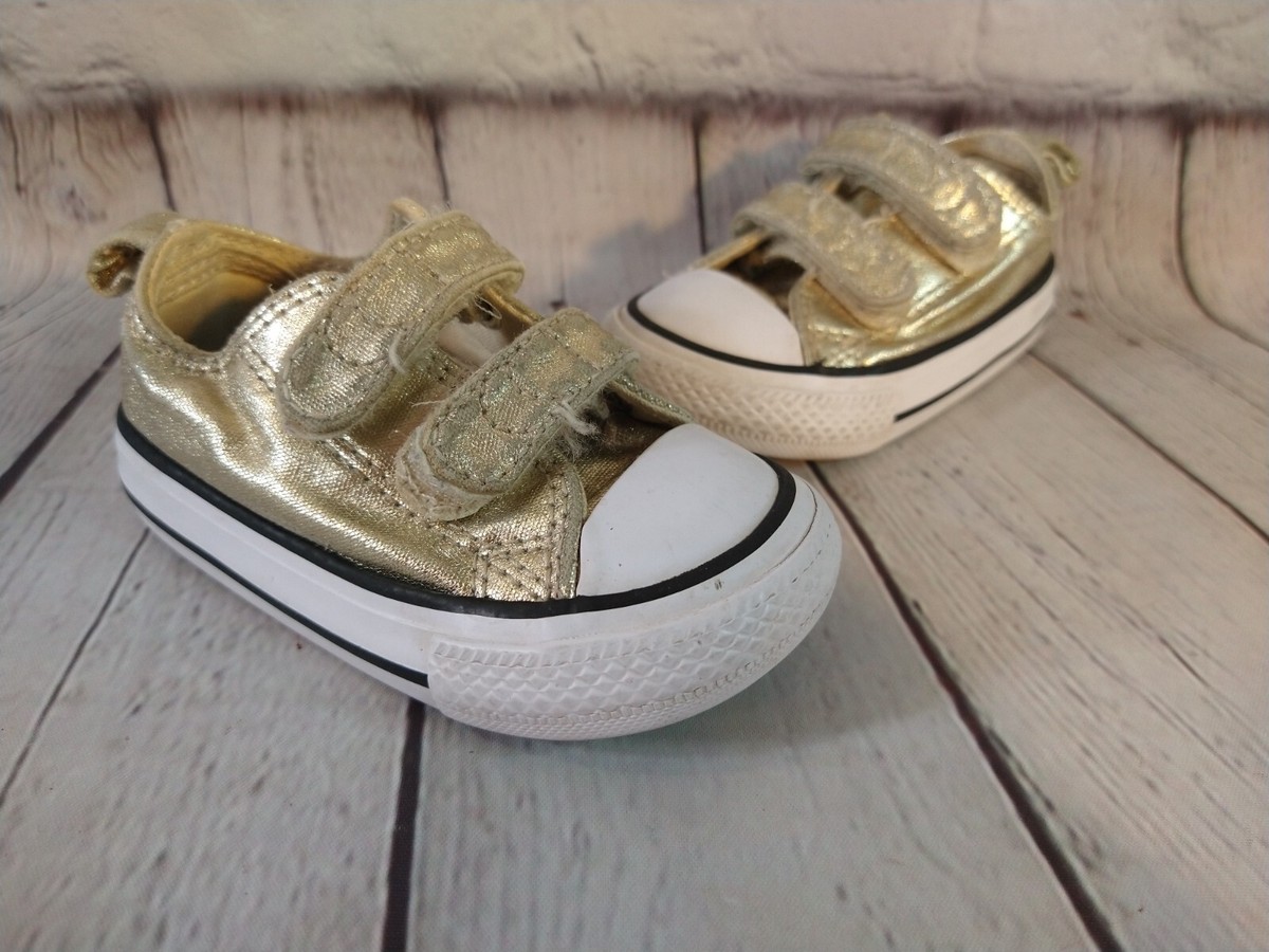 GUC infant toddler metallic gold CONVERSE CHUCK TAYLOR shoes