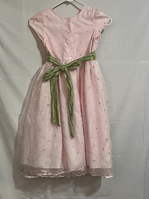 Jona Michelle Pink Girls Party Dress with Light Green Belt, Pink Flower  Size 6x | eBay