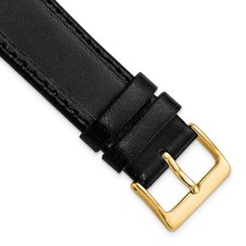 DeBeer 20mm Black Genuine Calf Leather Gold-tone Buckle Watch Band