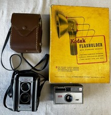 Vintage Kodak Camera Lot Duaflex II w/ Case, Instamatic 104, Flasholder Untested