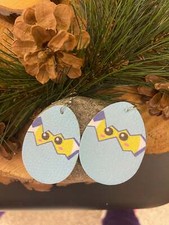 Easter -6 Faux Leather teardrop earrings