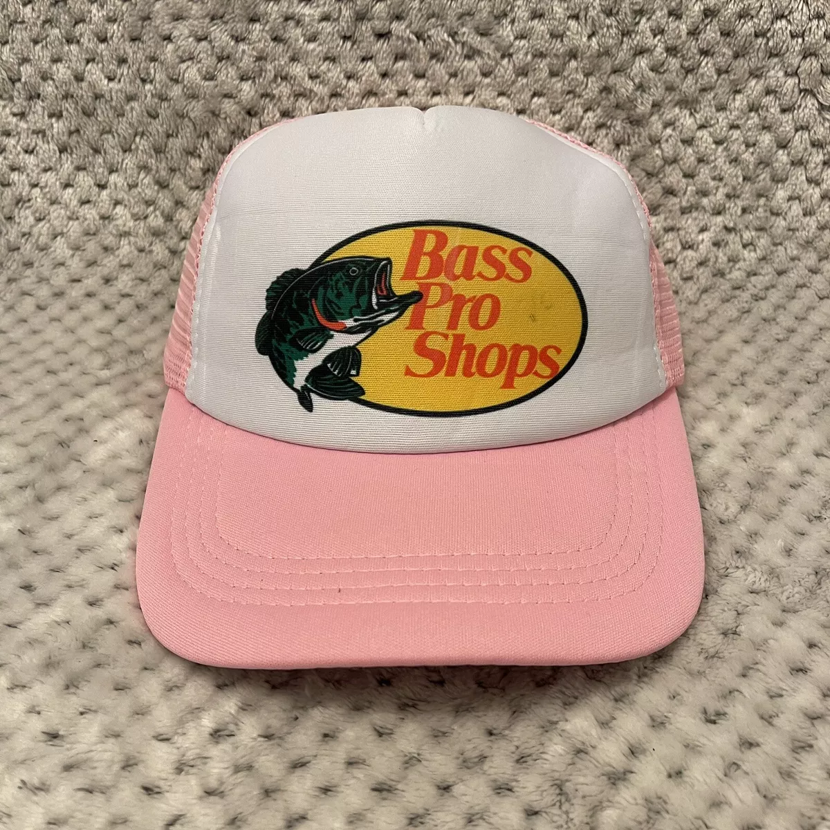 Bass Pro Shops Hat Logo Mesh Fishing Hunting Trucker Cap Snapback Pink &  White