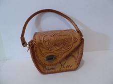 Vintage Hand Tooled Leather Handbag with Handle Kay S8