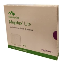 *5-Dressings* Molnlycke Mepilex Lite Soft Silicone Foam 4" x 4" Dressing 284190