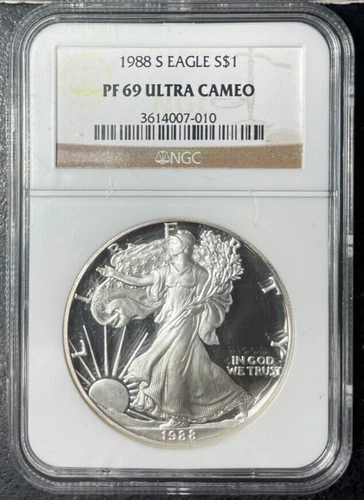 1988-S SILVER EAGLE NGC PF 69 ULTRA CAMEO CLASSIC BROWN LABEL