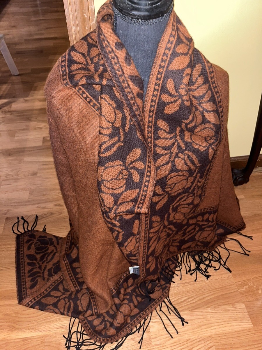 DENNIS Basso Large Scarf Shawl Wrap Made in Italy Red/Gray 70 X 30