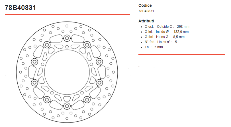 DISQUE DE FREIN Brembo Avant Flottant 78B30 Yamaha Yzf R Thunder Cat