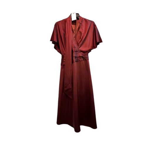 NEW Alex Marie Dress Size 8 Brown Satin Giselle Kimono Sleeve Cross Front