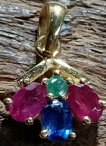 Natural Ruby & Emerald Sapphire Dainty Charms 925 Sterling Silver Handmade Charm - Picture 2 of 5
