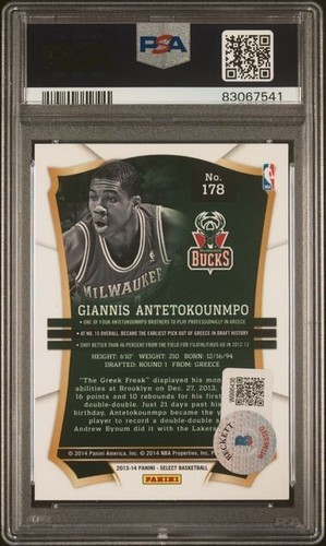 Giannis Antetokounmpo 2013 Panini Select Signed Rookie Card #178 Auto PSA 9 - Picture 2 of 2