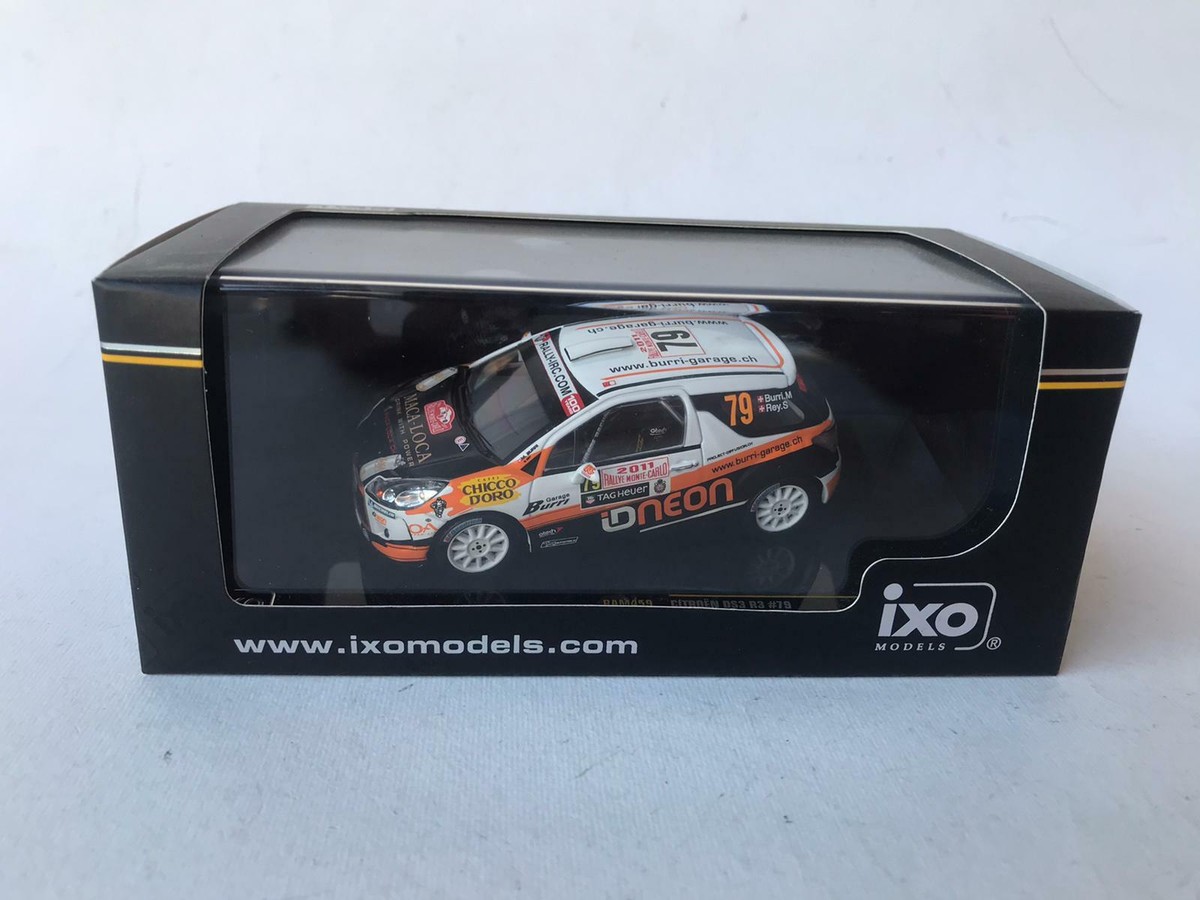 Miniature Citroën DS3 R3 #79 Burri - Rallye Monte-Carlo 2011 - Échelle 1/43 - Ixo - Occasion
