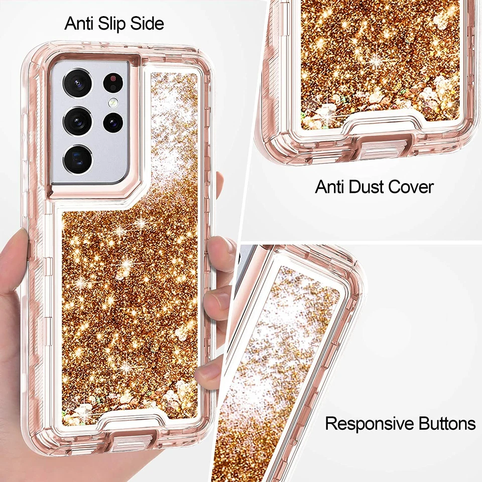 Funda protectora con brillo líquido brillante para Samsung S23 S21 S20 Note 20 Ultra Foto 3 de 4