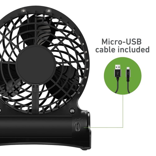 4" Personal Fan, Rechargeable Battery, 3 Speed Settings, Lightweight, - Picture 4 of 8
