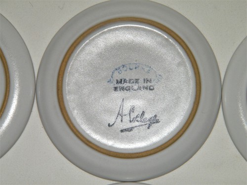 Set 6 A College BOURNE DENBY STONEWARE "Spring" BUTTERSTREICHELN ~ kleine Teller ~ England - Bild 5 von 6