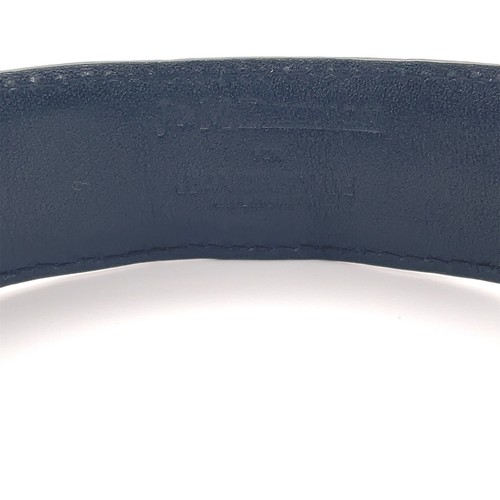 J&M Davidson Black Shiny Mens Leather Buckle Belt Silver Tone - Picture 6 of 7