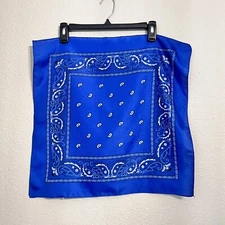 Bandana Blue White Black Floral Paisley Head Neck Scarf Biker Cowboy Polyester