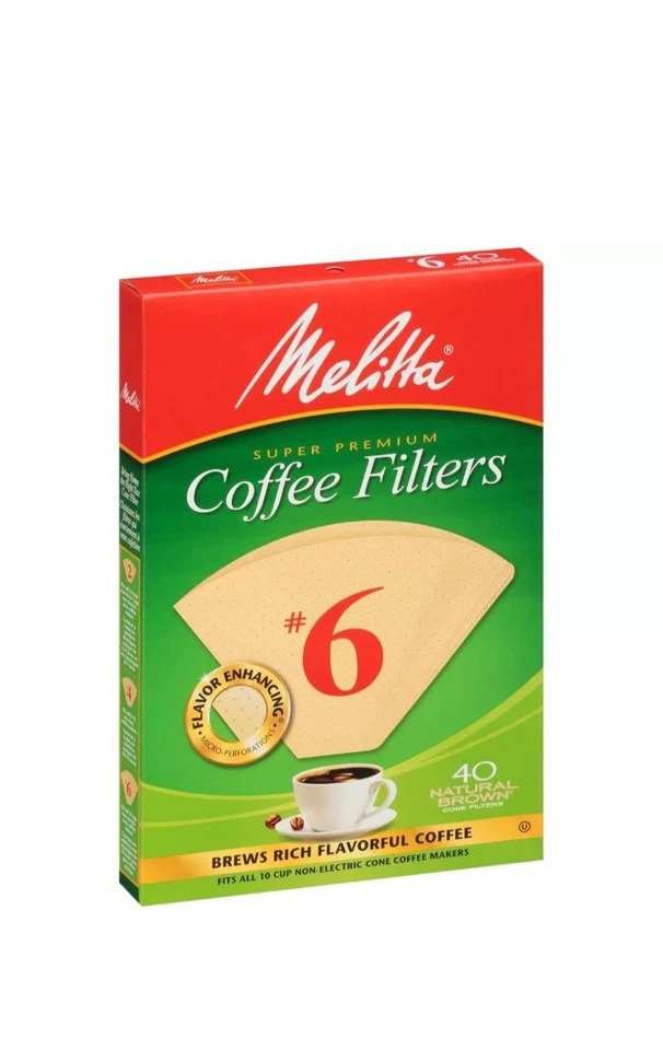 Filtros de café de cono Melitta #6, marrón natural sin blanquear, lote de 3 40 unidades  Foto 3 de 4