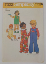 VTG SIMPLICITY PATTERN #7322 TODDLER JUMPSUIT SZ 1 SNAP CROTCH UNCUT PRINT 1975