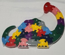 Wooden Animal ABC Alphabet Number Kid Intellectual Puzzle Learning- DinasourNew