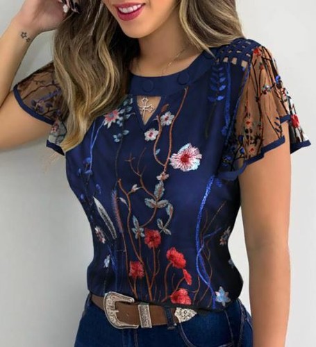 Blusas De Mujer Camisas Moda Blusa Elegante Casual Manga Corta Nueva Camisa  Tops | eBay