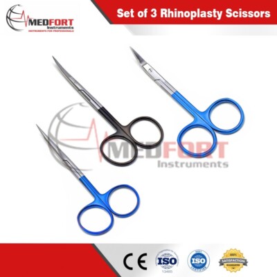 (Set of 3) Rhinoplasty Scissors Steven Scissor, Iris Scissor, Wilimer Scissor,
